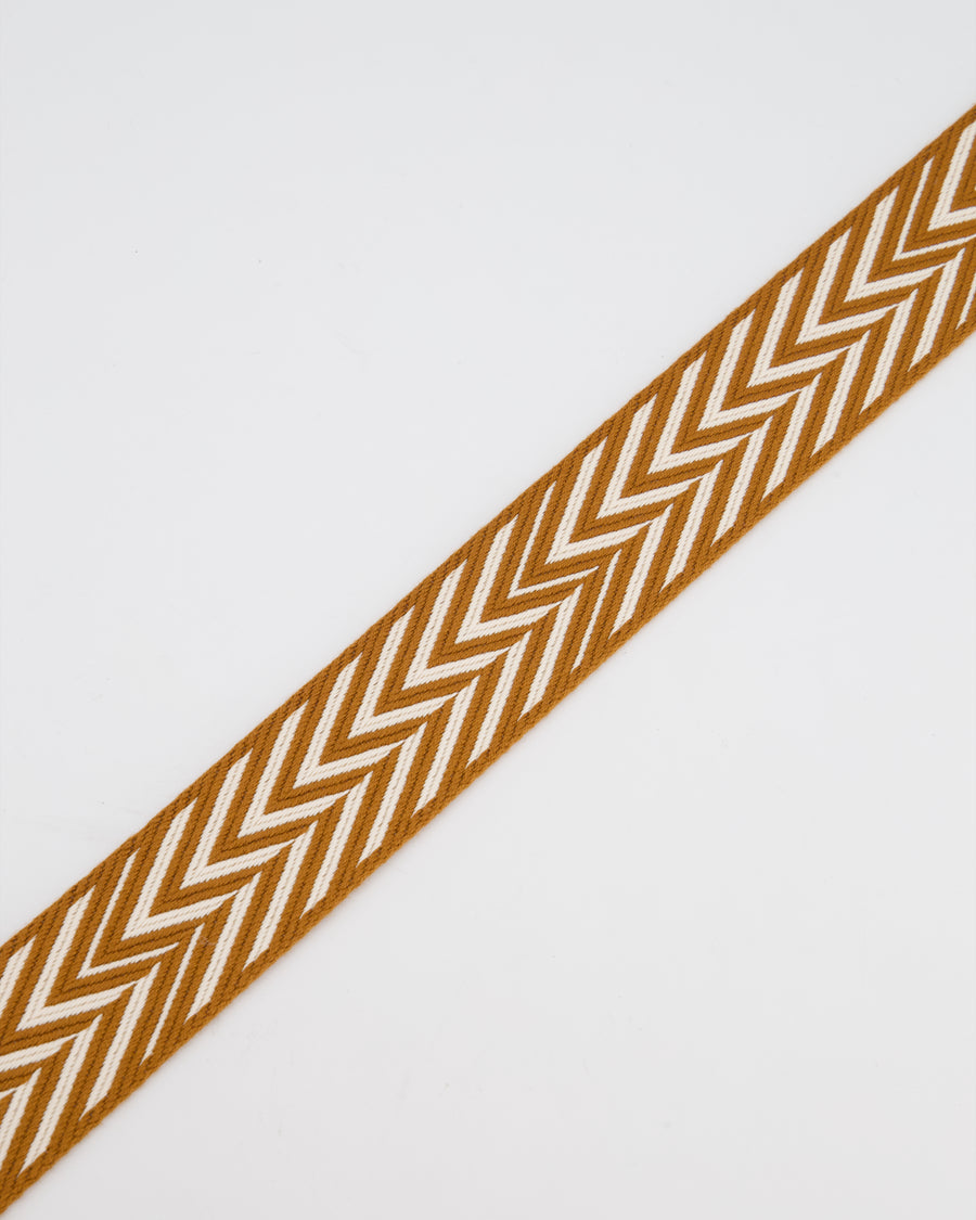 Hermès Gold & White Sangle ZigZag 50mm Bag Strap RRP £1020