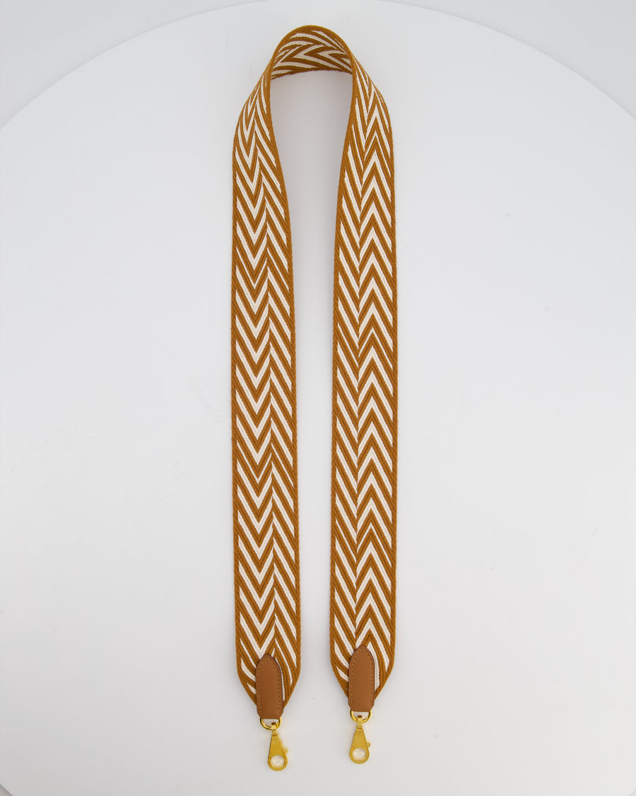 Hermès Gold & White Sangle ZigZag 50mm Bag Strap RRP £1020