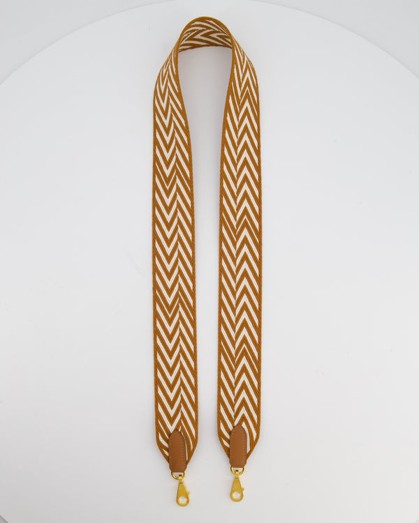 Hermès Gold & White Sangle ZigZag 50mm Bag Strap RRP £1020