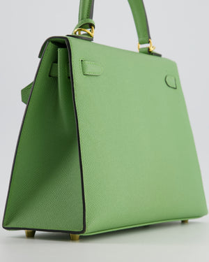 *HOT COLOUR* Hermès Kelly 25 Sellier Bag in Vert Criquet Epsom Leather with Gold Hardware