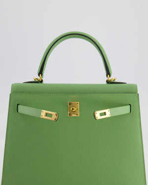 *HOT COLOUR* Hermès Kelly 25 Sellier Bag in Vert Criquet Epsom Leather with Gold Hardware