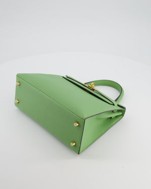 *HOT COLOUR* Hermès Kelly 25 Sellier Bag in Vert Criquet Epsom Leather with Gold Hardware