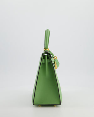 *HOT COLOUR* Hermès Kelly 25 Sellier Bag in Vert Criquet Epsom Leather with Gold Hardware