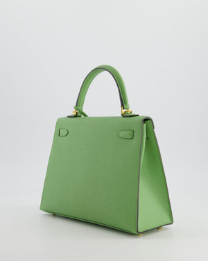 *HOT COLOUR* Hermès Kelly 25 Sellier Bag in Vert Criquet Epsom Leather with Gold Hardware