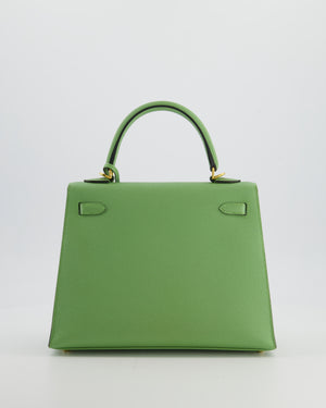 *HOT COLOUR* Hermès Kelly 25 Sellier Bag in Vert Criquet Epsom Leather with Gold Hardware
