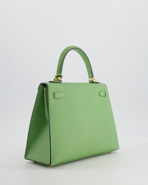 *HOT COLOUR* Hermès Kelly 25 Sellier Bag in Vert Criquet Epsom Leather with Gold Hardware