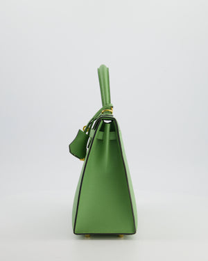 *HOT COLOUR* Hermès Kelly 25 Sellier Bag in Vert Criquet Epsom Leather with Gold Hardware