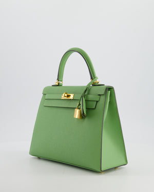 *HOT COLOUR* Hermès Kelly 25 Sellier Bag in Vert Criquet Epsom Leather with Gold Hardware