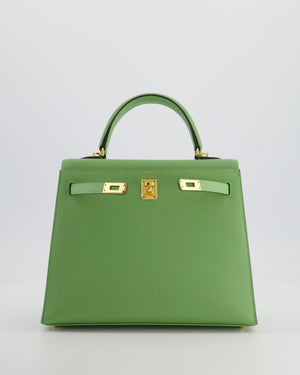 *HOT COLOUR* Hermès Kelly 25 Sellier Bag in Vert Criquet Epsom Leather with Gold Hardware