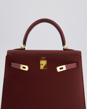 *SUPER RARE* Hermès Kelly 25 Sellier Bag in Rouge H Epsom Leather with Gold Hardware