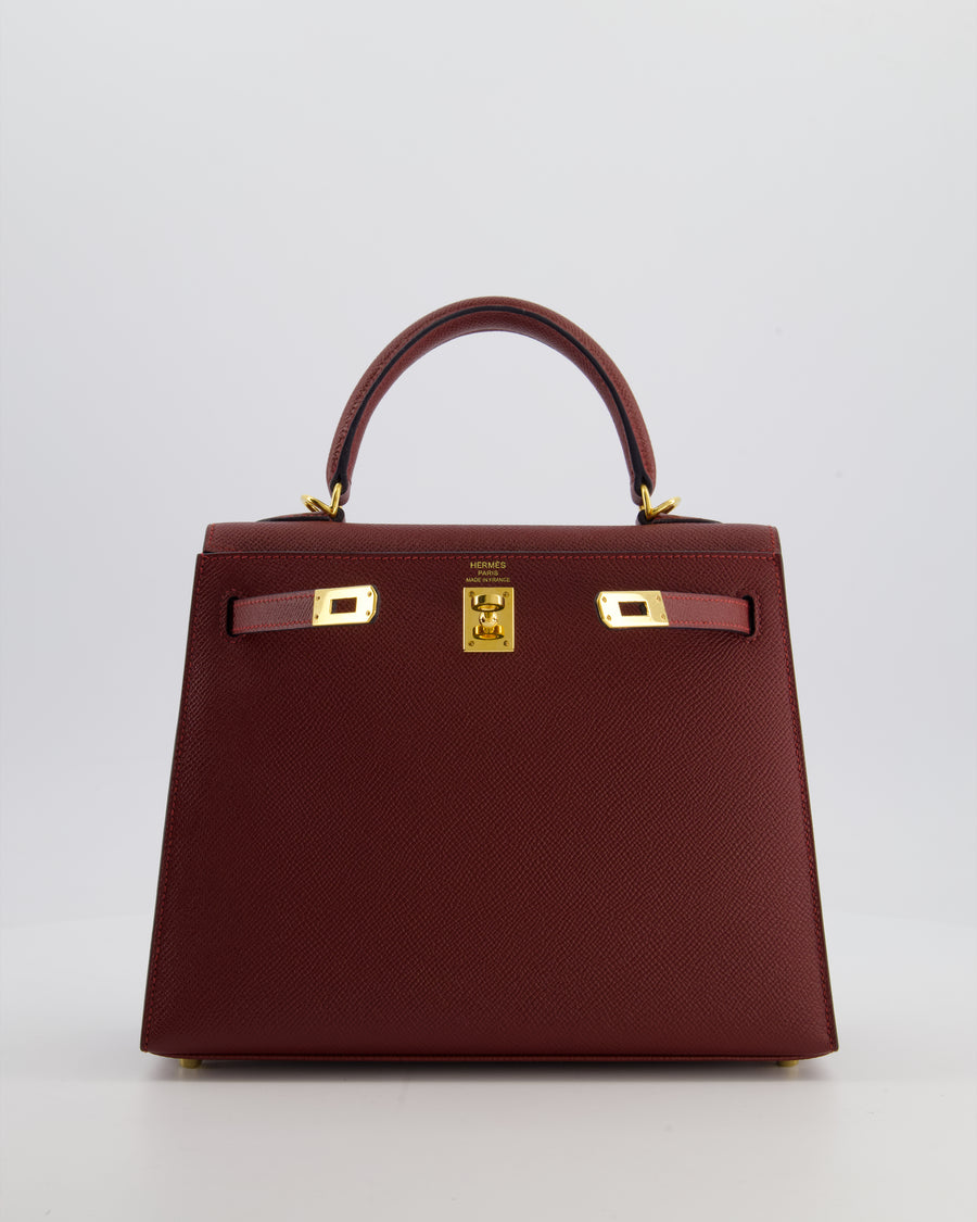 *SUPER RARE* Hermès Kelly 25 Sellier Bag in Rouge H Epsom Leather with Gold Hardware