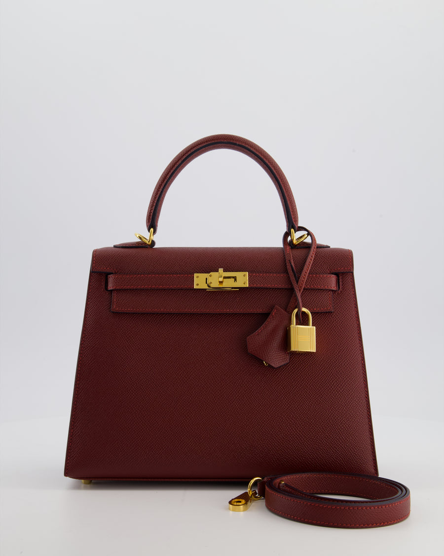 *SUPER RARE* Hermès Kelly 25 Sellier Bag in Rouge H Epsom Leather with Gold Hardware