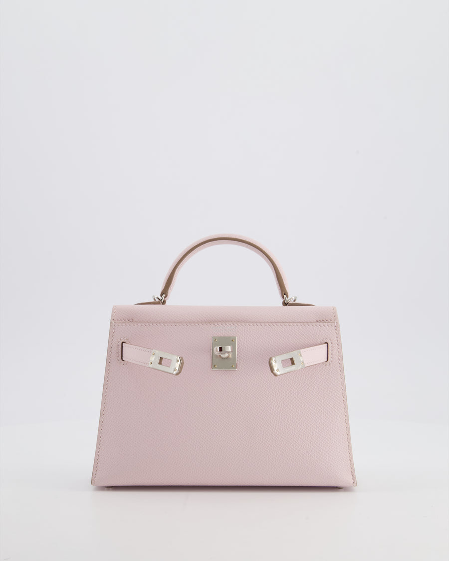 *SUPER RARE* Hermès Mini Kelly II 20 Bag In Mauve Pale Epsom Leather with Palladium Hardware