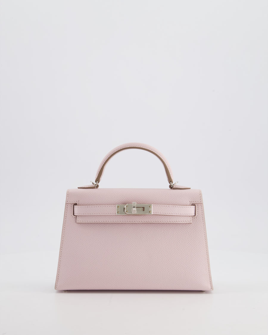 *SUPER RARE* Hermès Mini Kelly II 20 Bag In Mauve Pale Epsom Leather with Palladium Hardware