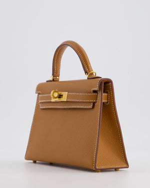 *HOT* Hermès Mini Kelly II 20 Bag in Gold Epsom Leather with Gold Hardware