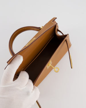 *HOT* Hermès Mini Kelly II 20 Bag in Gold Epsom Leather with Gold Hardware