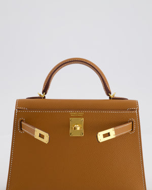 *HOT* Hermès Mini Kelly II 20 Bag in Gold Epsom Leather with Gold Hardware