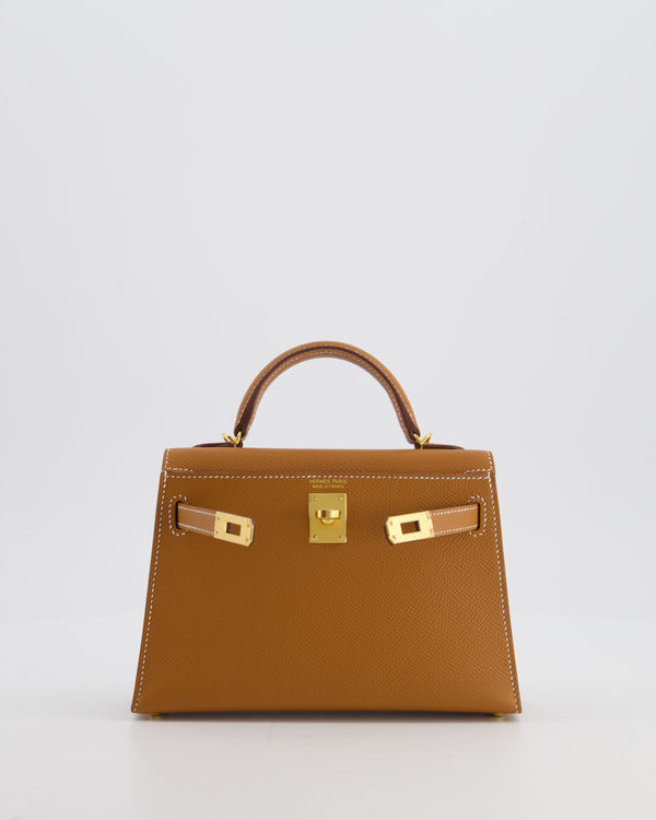 *HOT* Hermès Mini Kelly II 20 Bag in Gold Epsom Leather with Gold Hardware