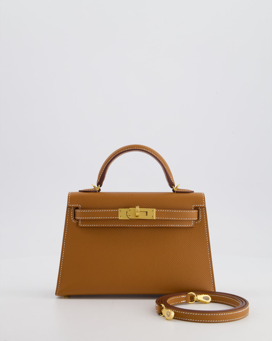 *HOT* Hermès Mini Kelly II 20 Bag in Gold Epsom Leather with Gold Hardware