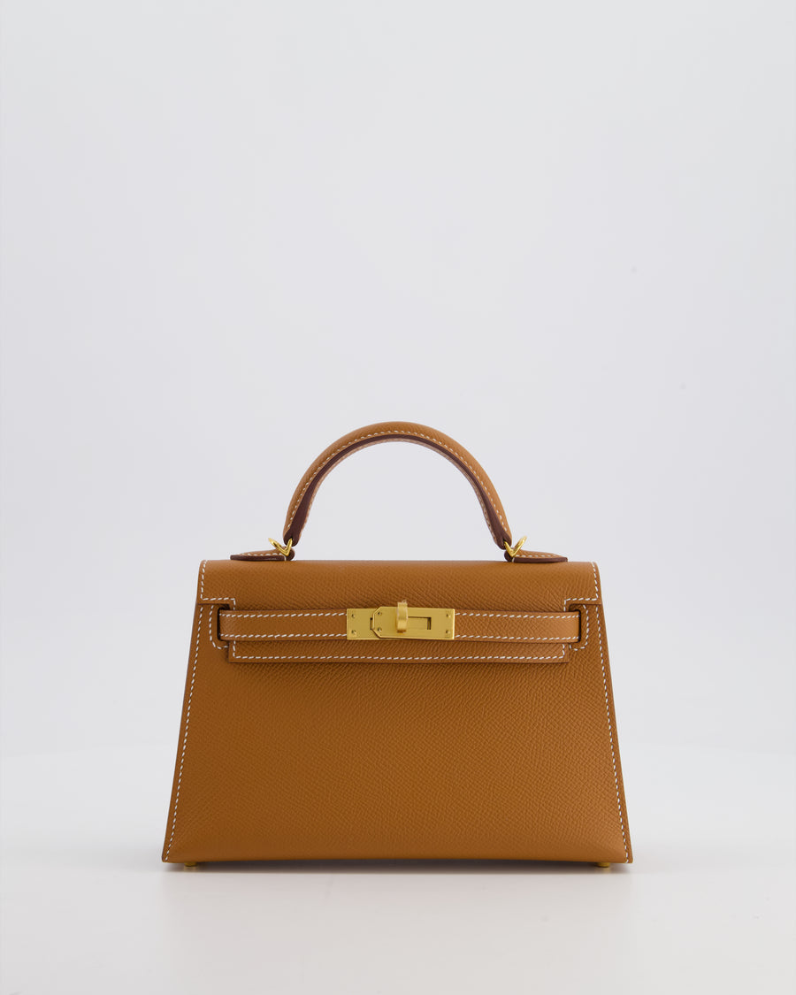 *HOT* Hermès Mini Kelly II 20 Bag in Gold Epsom Leather with Gold Hardware
