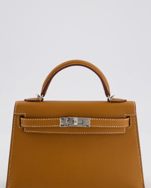 Hermès Mini Kelly II 20 Bag in Gold Epsom Leather with Palladium Hardware