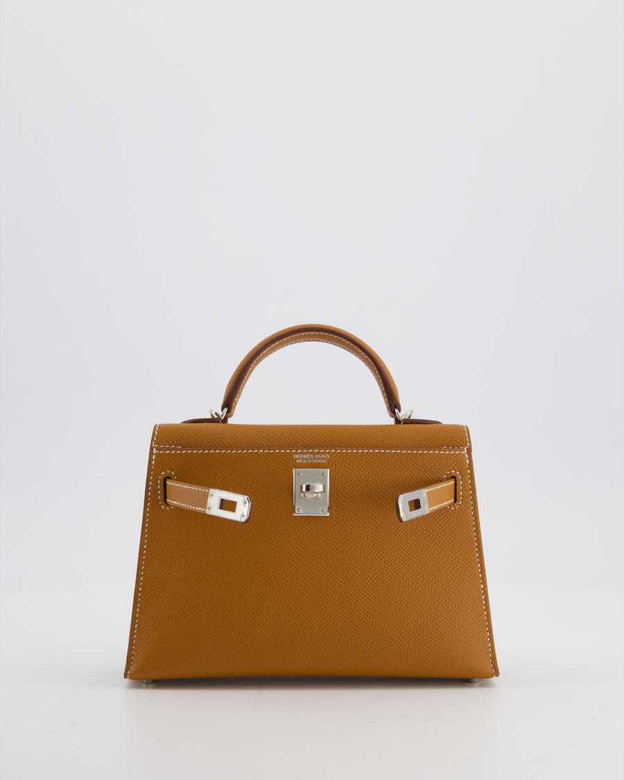 Hermès Mini Kelly II 20 Bag in Gold Epsom Leather with Palladium Hardware