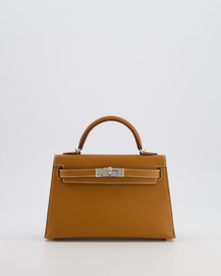 Hermès Mini Kelly II 20 Bag in Gold Epsom Leather with Palladium Hardware