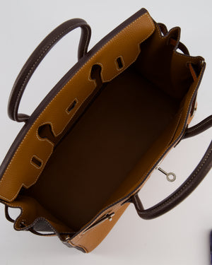 Hermès Birkin 30 Tricolour Retourne Bag in Gold, Chocolate and Orange Togo Leather with Palladium Hardware