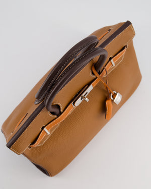 Hermès Birkin 30 Tricolour Retourne Bag in Gold, Chocolate and Orange Togo Leather with Palladium Hardware