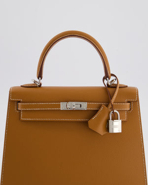 Hermès Kelly 25 Sellier Bag in Gold Epsom Leather with Palladium Hardware