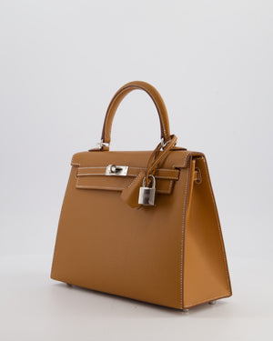 Hermès Kelly 25 Sellier Bag in Gold Epsom Leather with Palladium Hardware