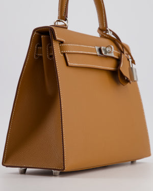 Hermès Kelly 25 Sellier Bag in Gold Epsom Leather with Palladium Hardware