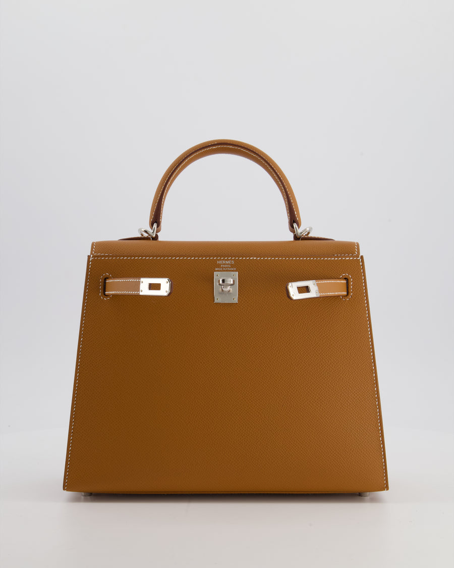 Hermès Kelly 25 Sellier Bag in Gold Epsom Leather with Palladium Hardware