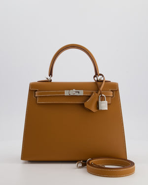 Hermès Kelly 25 Sellier Bag in Gold Epsom Leather with Palladium Hardware