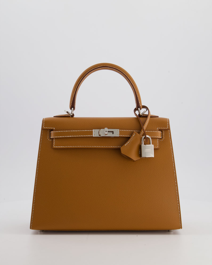 Hermès Kelly 25 Sellier Bag in Gold Epsom Leather with Palladium Hardware
