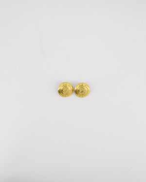Chanel Vintage Gold Classic Round Clip-On Earrings with Gold CC Logo