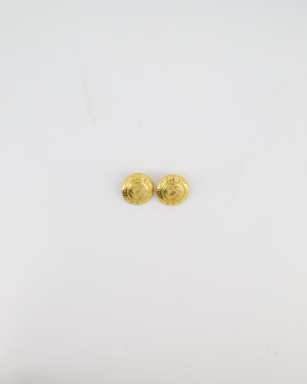Chanel Vintage Gold Classic Round Clip-On Earrings with Gold CC Logo