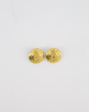 Chanel Vintage Gold Classic Round Clip-On Earrings with Gold CC Logo