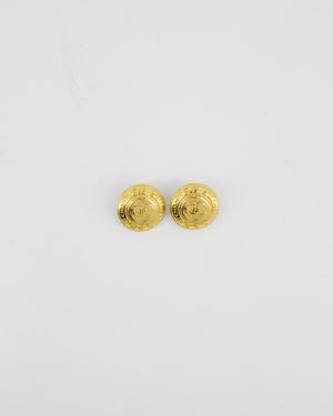 Chanel Vintage Gold Classic Round Clip-On Earrings with Gold CC Logo