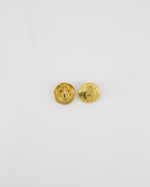 Chanel Vintage Gold Classic Round Clip-On Earrings with Gold CC Logo