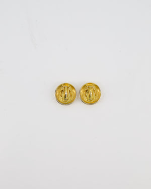 Chanel Vintage Gold Classic Round Clip-On Earrings with Gold CC Logo