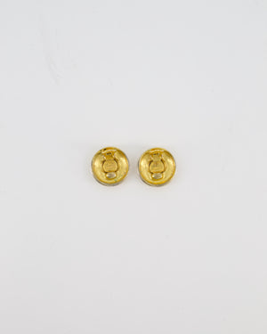 Chanel Vintage Gold Classic Round Clip-On Earrings with Gold CC Logo