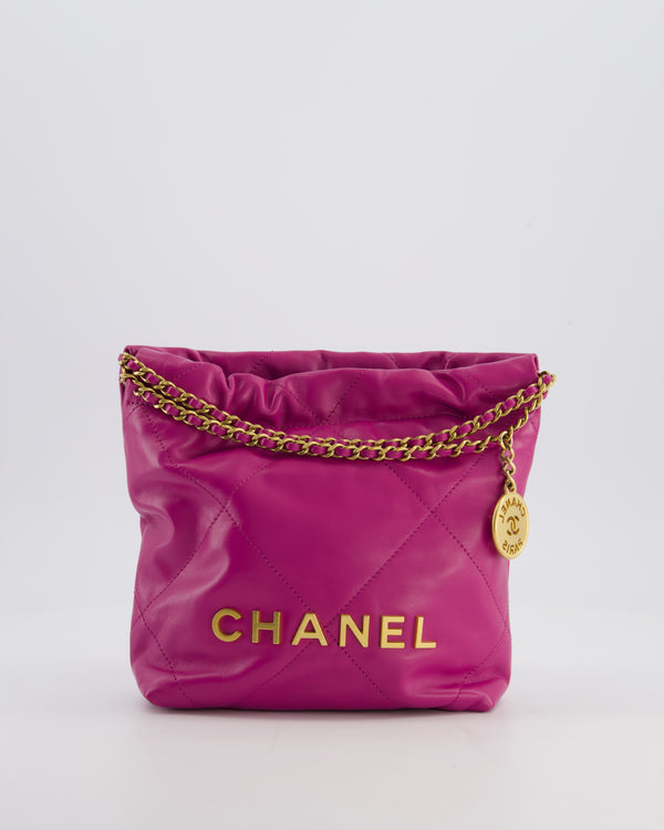 Chanel Magnolia Pink Mini 22 Bag in Calfskin Leather with Brushed Gold Hardware