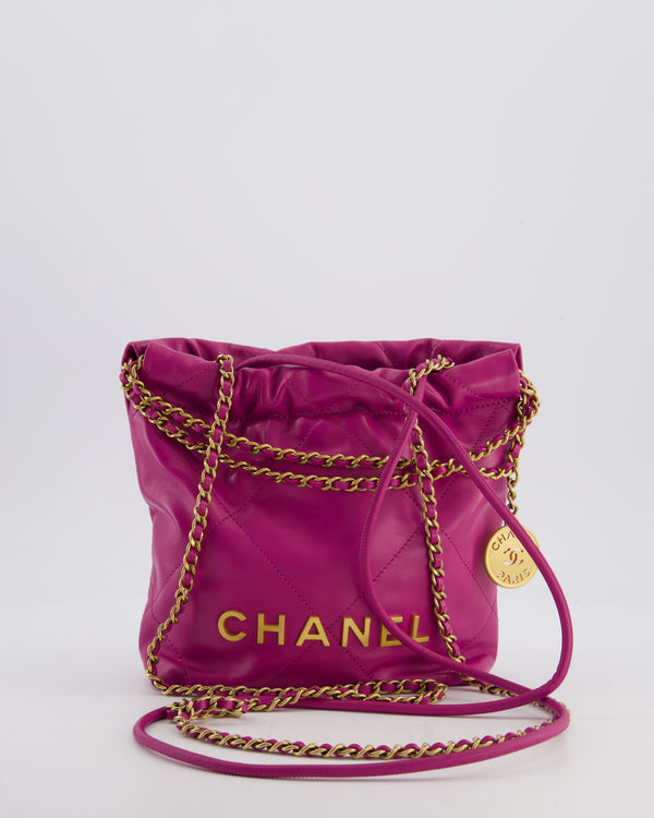 Chanel Magnolia Pink Mini 22 Bag in Calfskin Leather with Brushed Gold Hardware