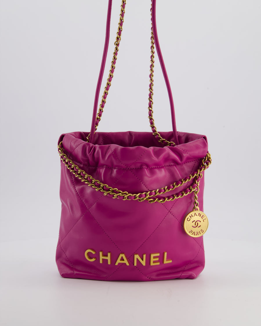Chanel Magnolia Pink Mini 22 Bag in Calfskin Leather with Brushed Gold Hardware