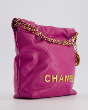 Chanel Magnolia Pink Mini 22 Bag in Calfskin Leather with Brushed Gold Hardware