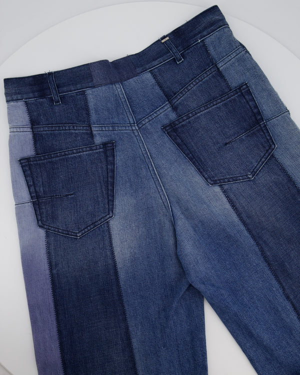 Christian Dior Blue Panelled Stitched Straight Leg Jeans Size FR 40 (UK 12)