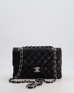 Chanel Black Small Classic Double Flap Bag in Lambskin Leather with Silver Hardware