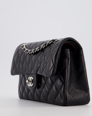 Chanel Black Small Classic Double Flap Bag in Lambskin Leather with Silver Hardware