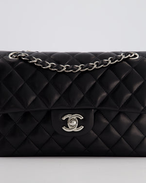 Chanel Black Small Classic Double Flap Bag in Lambskin Leather with Silver Hardware